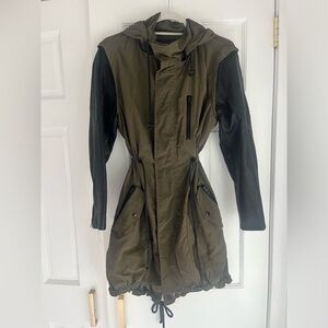 BLANK NYC | Lightweight Jacket (Army Green/Black Leather)